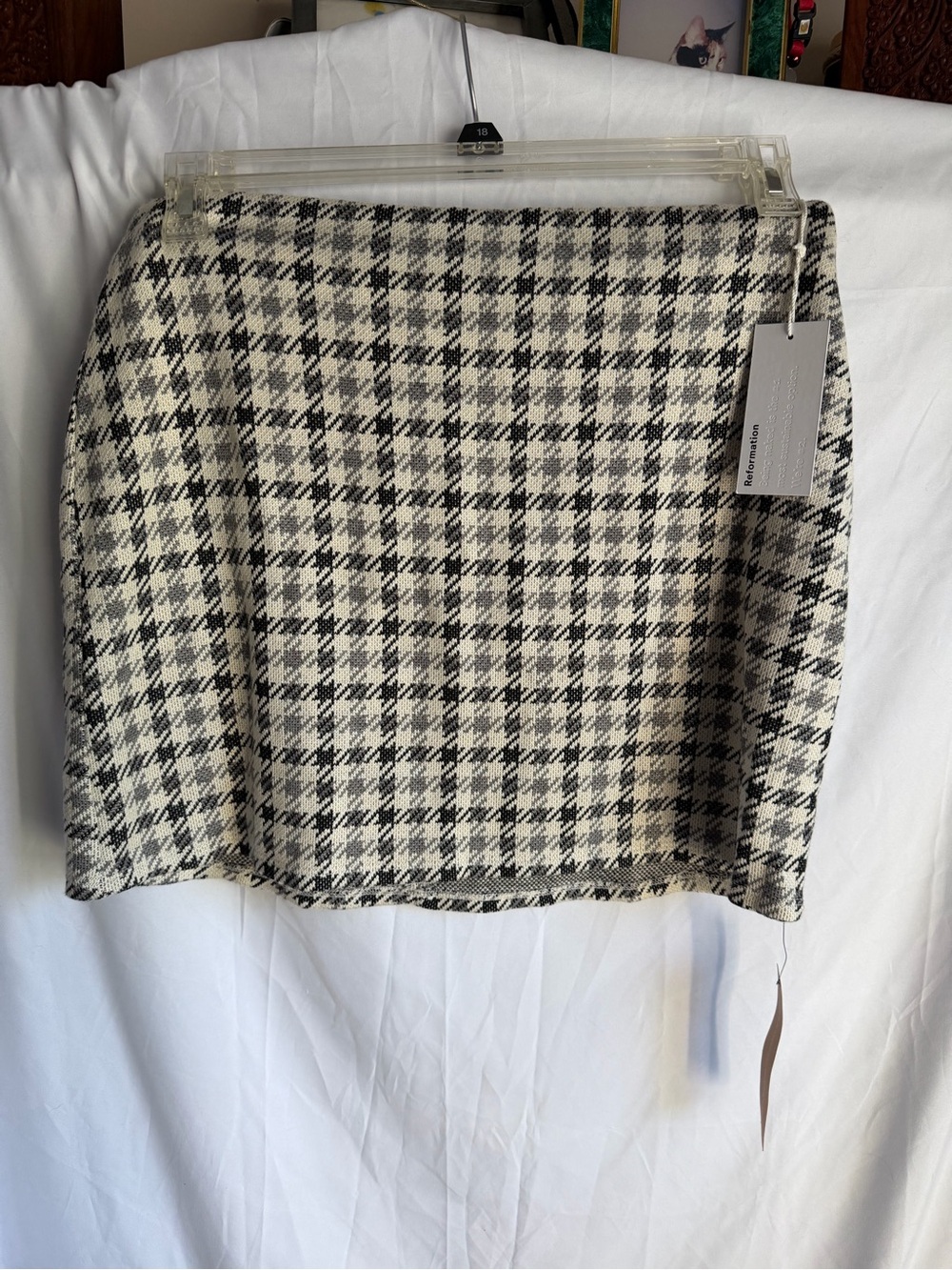 Reformation  Skirt Mini Grey Black Check Houndstooth Suzie  Preppy NWT Size 10